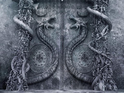 Two Gigantic snakes guarding Vault B of this legendary temple